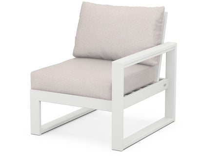 POLYWOOD® EDGE Modular Right Arm Chair in White / Dune Burlap