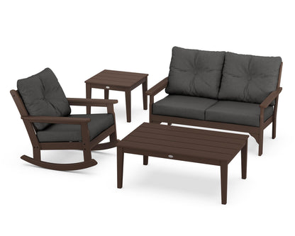 POLYWOOD® Vineyard 4-Piece Deep Seating Rocker Set in Mahogany / Spectrum Carbon