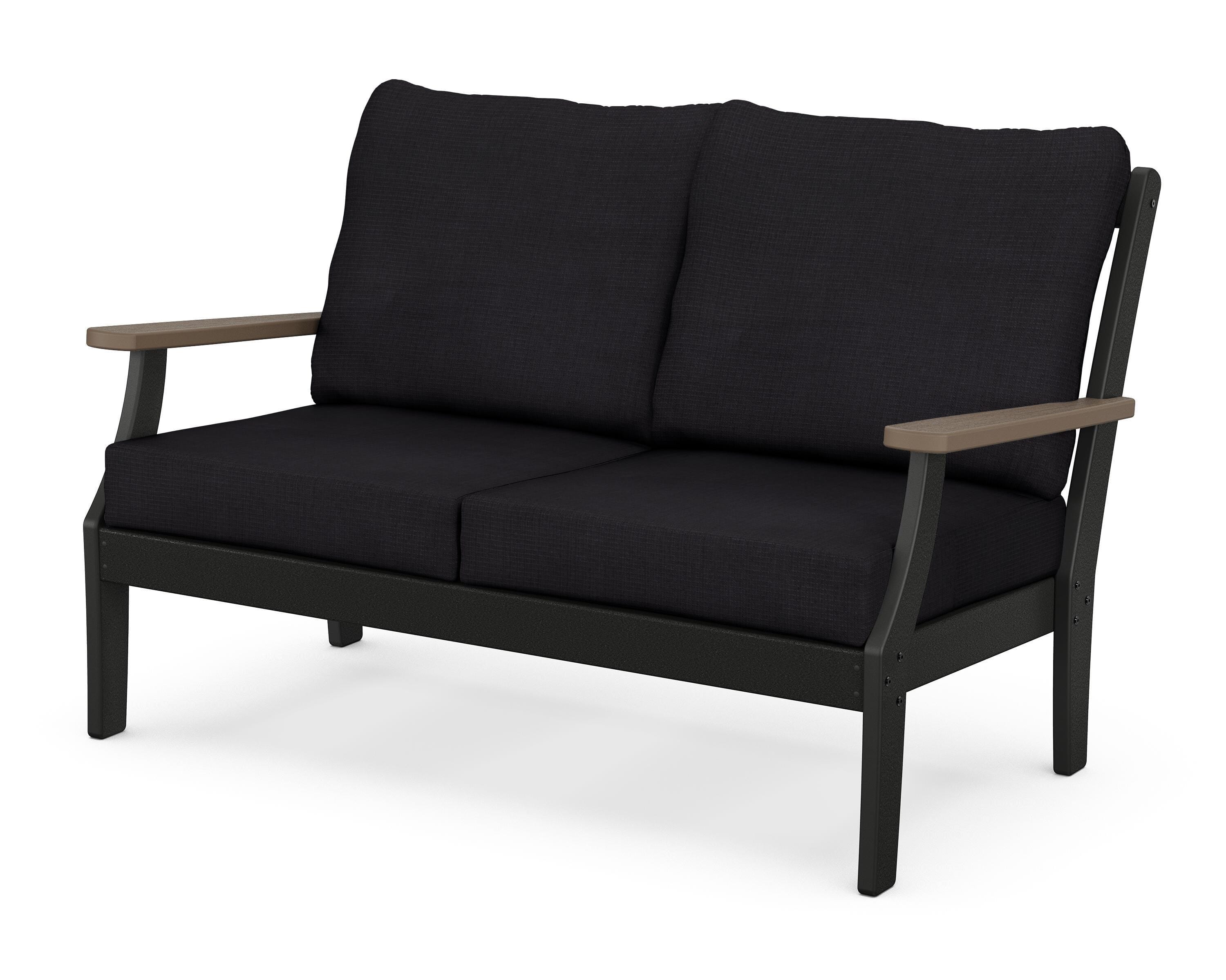 POLYWOOD® Braxton Deep Seating Loveseat in Black / Kona / Midnight Linen