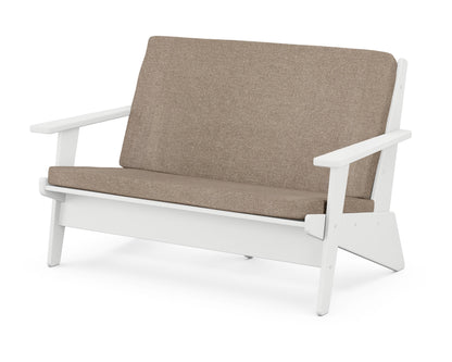 POLYWOOD® Riviera Modern Lounge Loveseat in White / Spiced Burlap