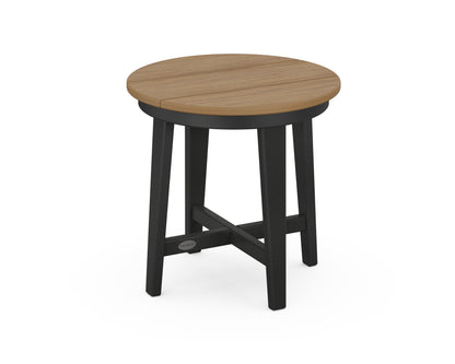 POLYWOOD® Newport 19" Round End Table in Black / Natural