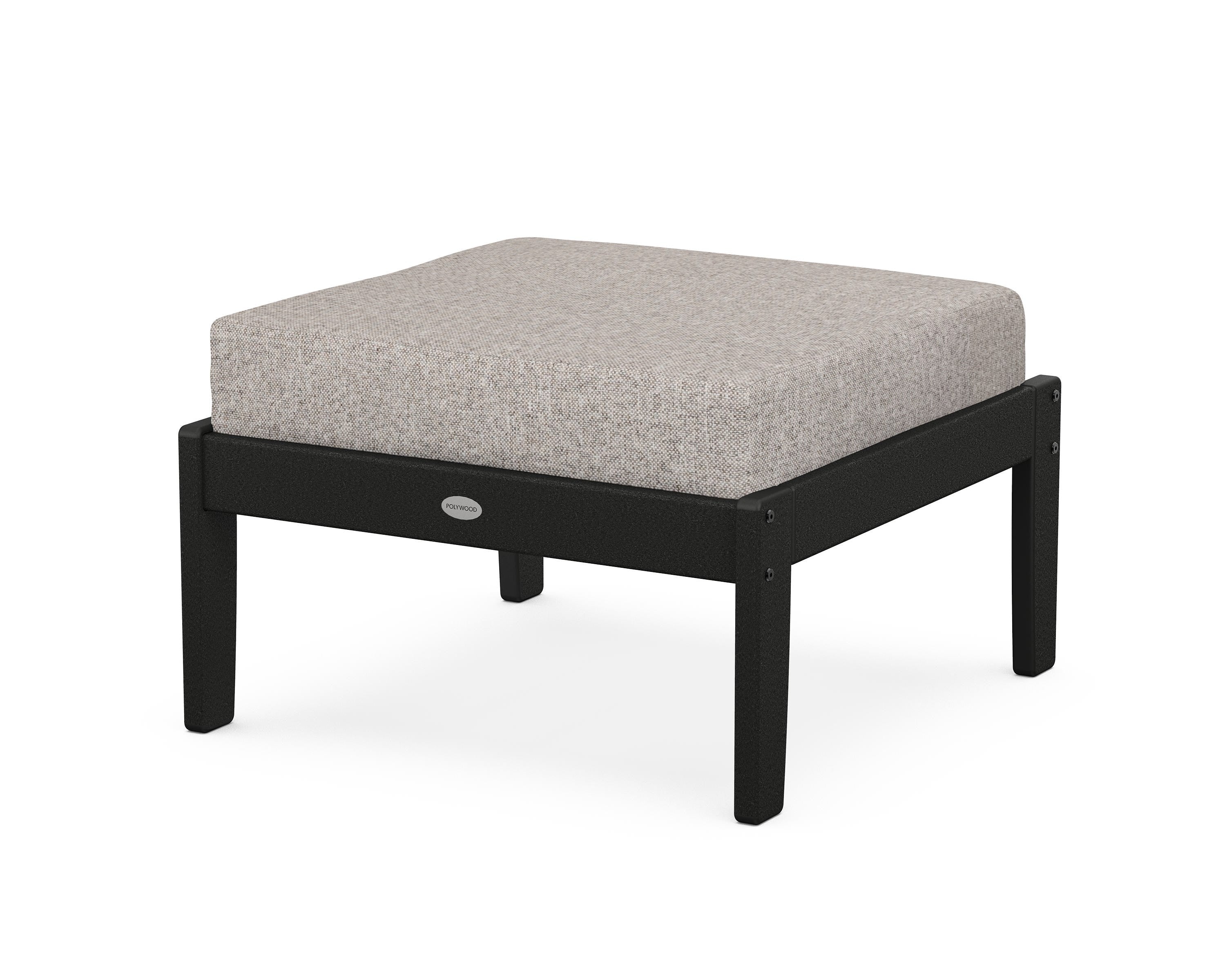 POLYWOOD® Braxton Deep Seating Ottoman in Black / Weathered Tweed