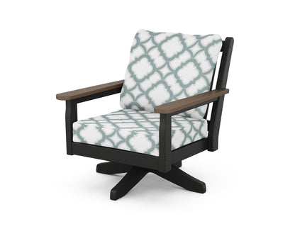 Chippendale Deep Seating Swivel Chair - Black