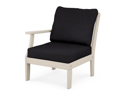POLYWOOD® Braxton Modular Left Arm Chair in Sand / Midnight Linen