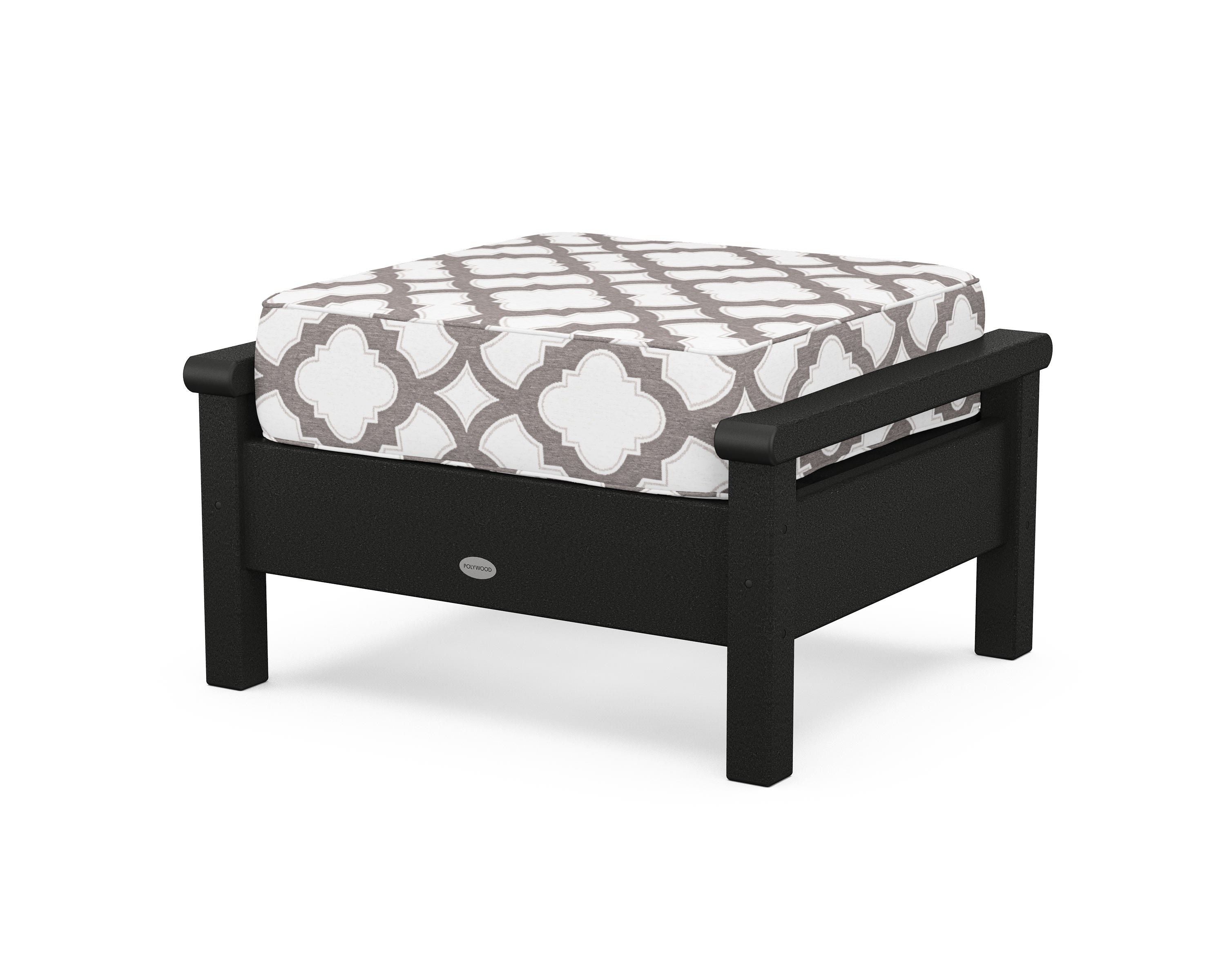 POLYWOOD® Harbour Deep Seating Ottoman in Black / Trellis Grey Mist