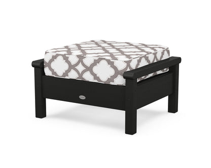 POLYWOOD® Harbour Deep Seating Ottoman in Black / Trellis Grey Mist