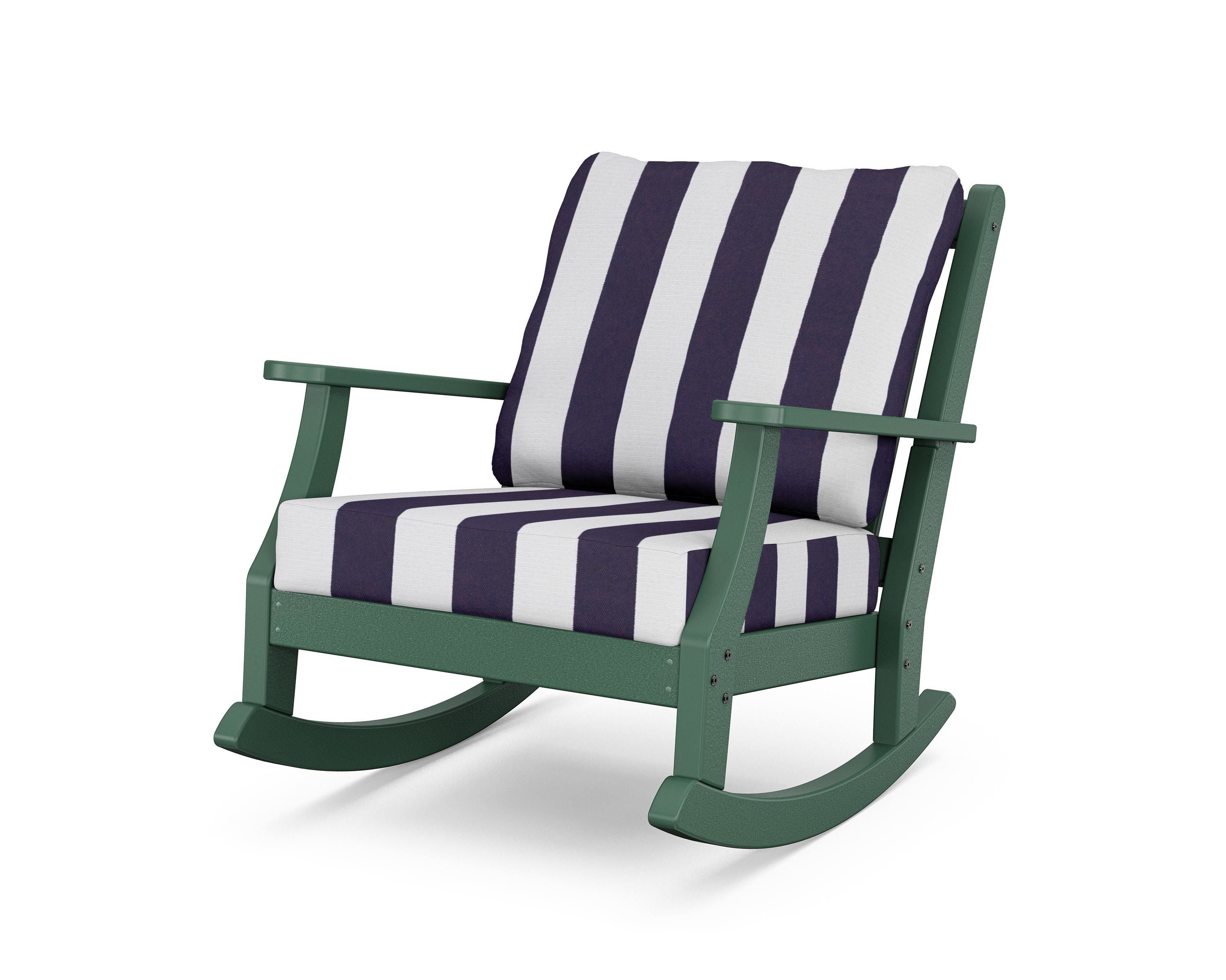 Country Living Wovendale Deep Seating Rocking Chair in Green / Cabana Stripe Navy