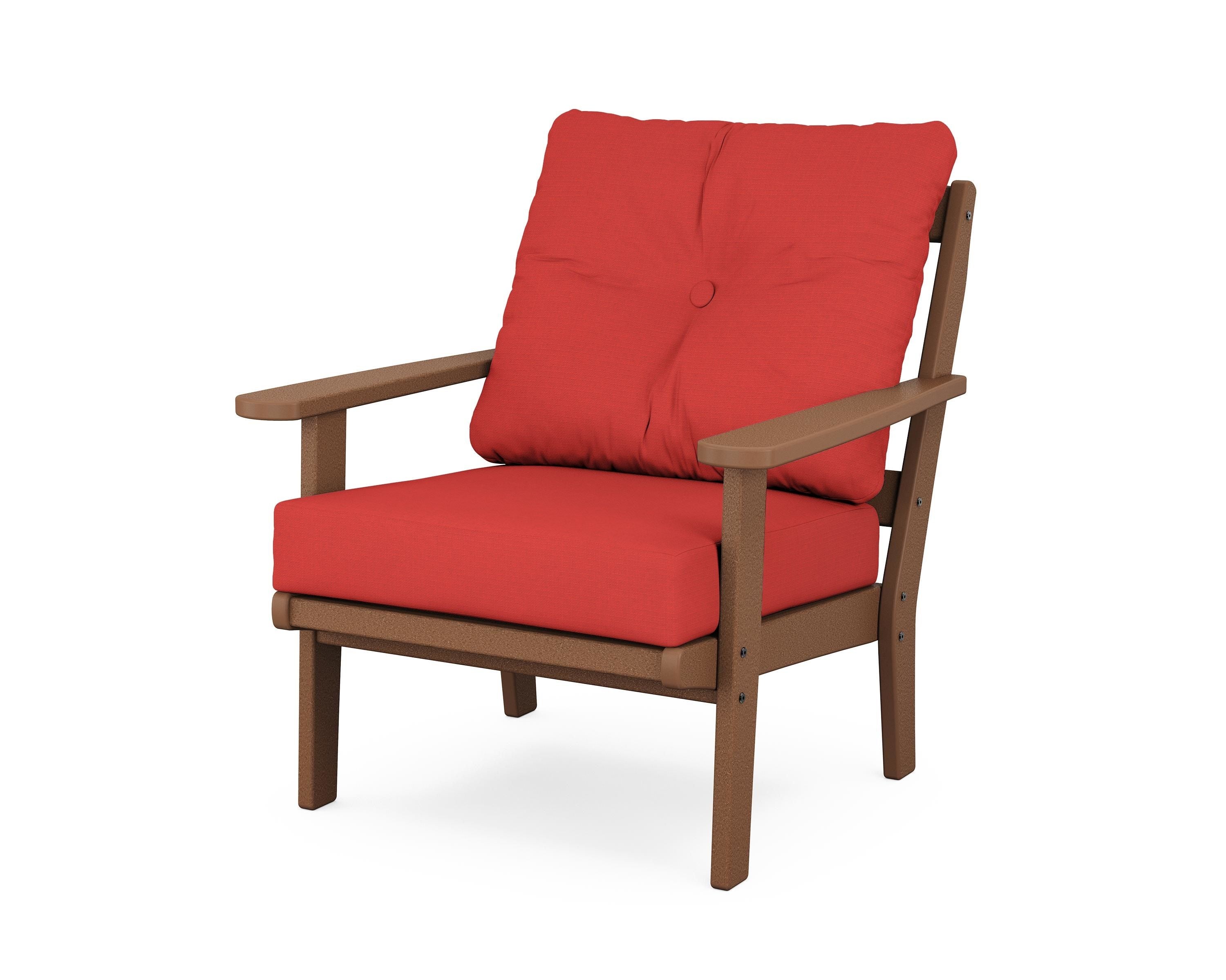 POLYWOOD® Mission Deep Seating Chair in Teak / Crimson Linen
