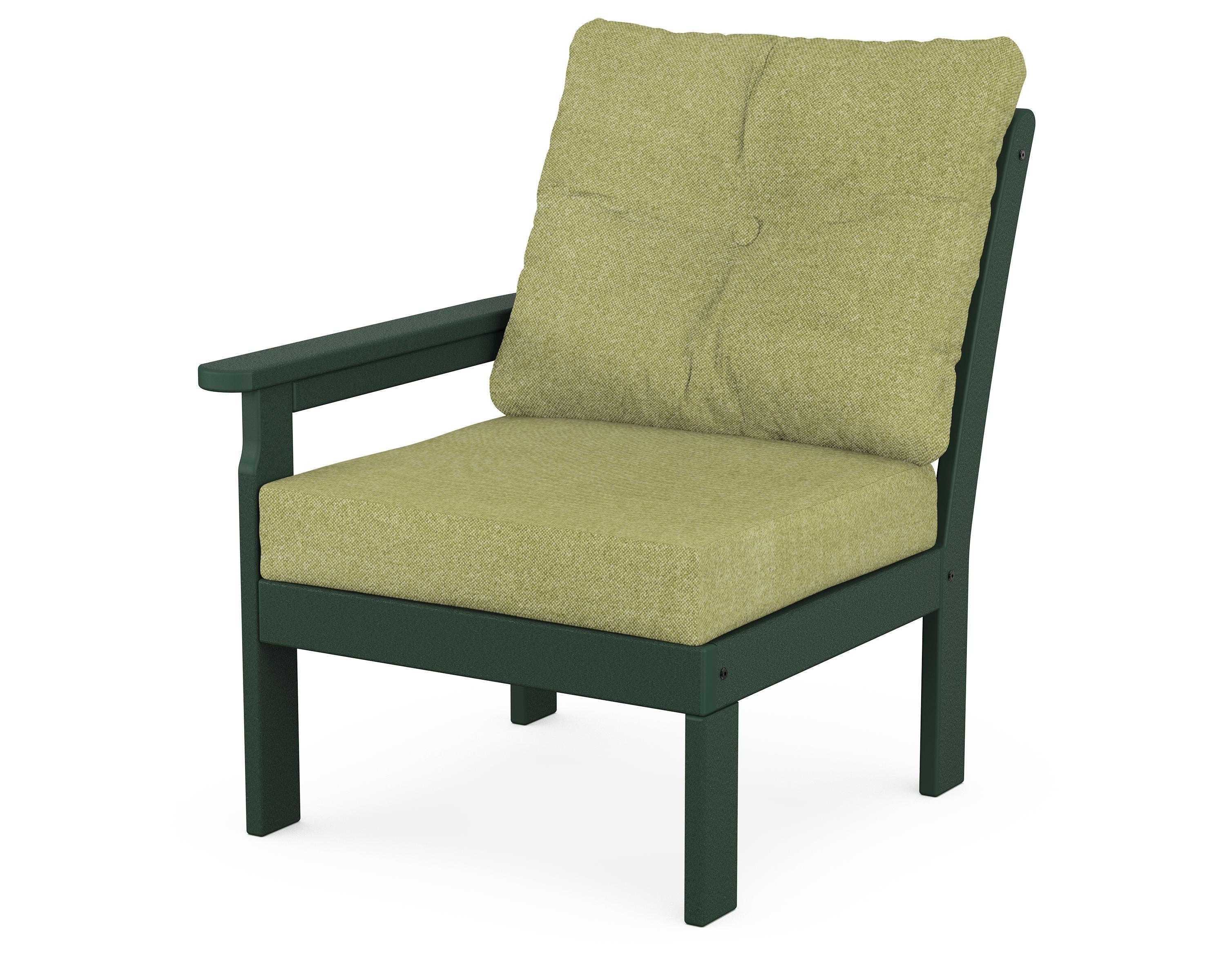 POLYWOOD® Vineyard Modular Left Arm Chair in Green / Chartreuse Boucle