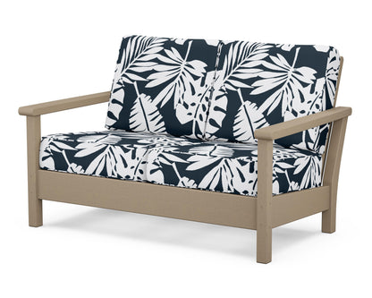 POLYWOOD® Harbour Deep Seating Loveseat in Vintage Sahara / Leaf Marine Indigo