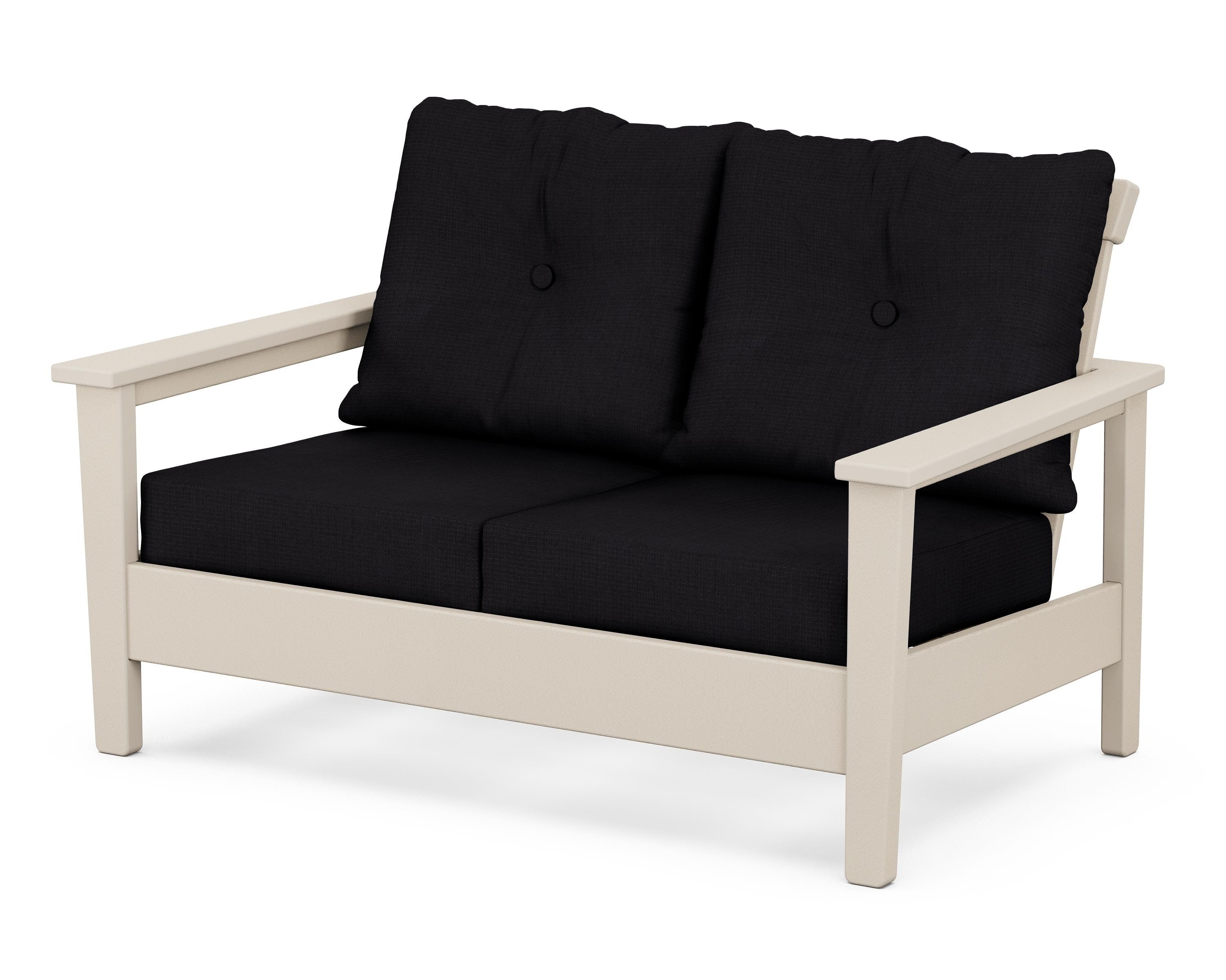 POLYWOOD® Prescott Deep Seating Loveseat in Sand / Midnight Linen