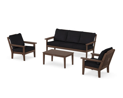 Country Living Cottage 4-Piece Deep Seating Set with Sofa in Mahogany / Midnight Linen