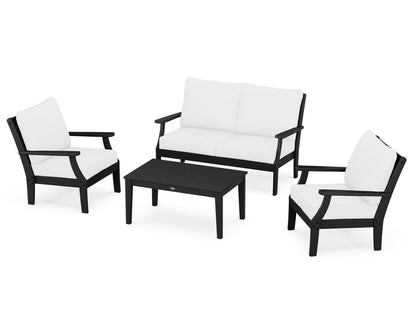 POLYWOOD® Braxton 4-Piece Deep Seating Chair Set in Black / Natural