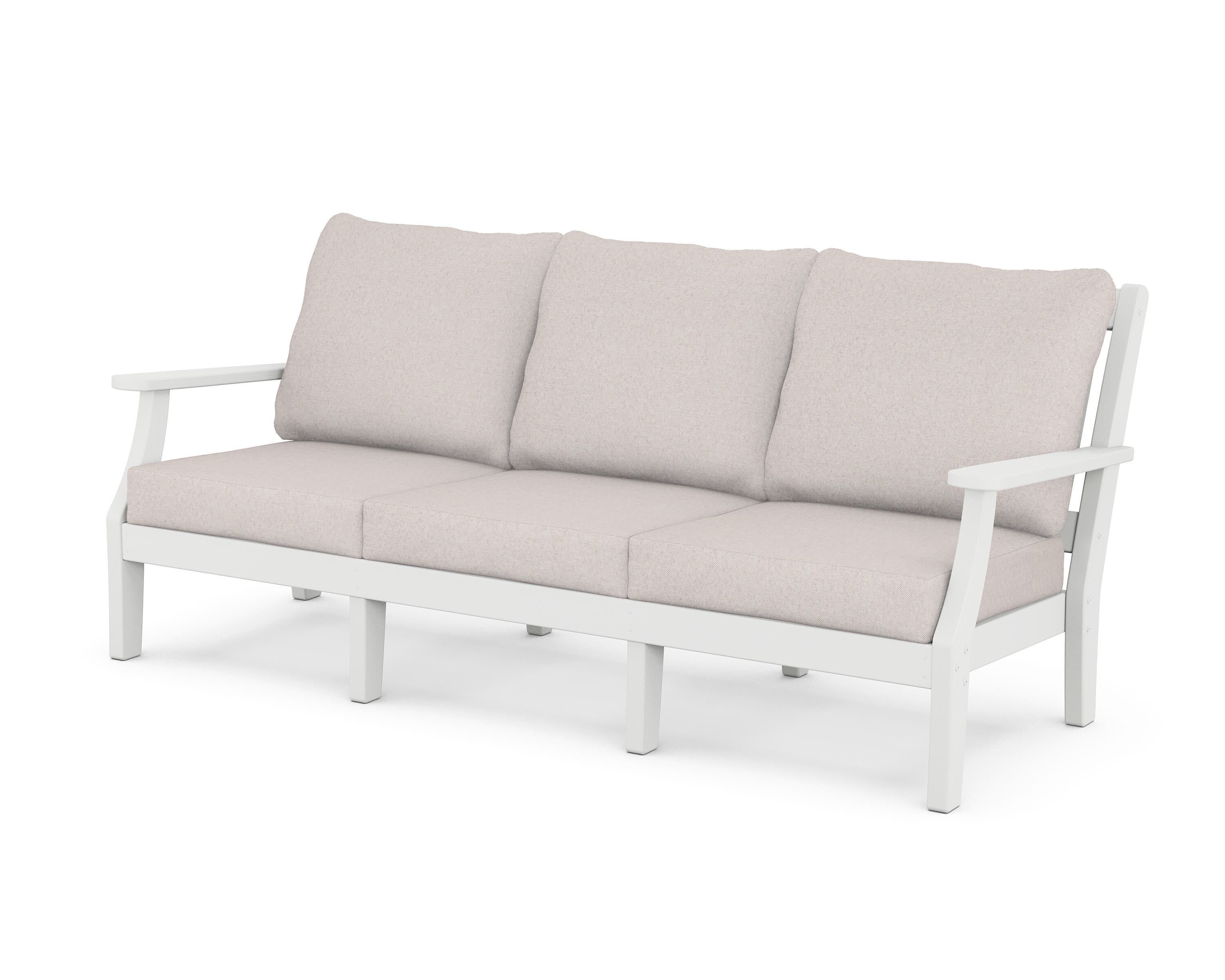 Martha Stewart by POLYWOOD® Chinoiserie Deep Seating Sofa in White / Dune Burlap
