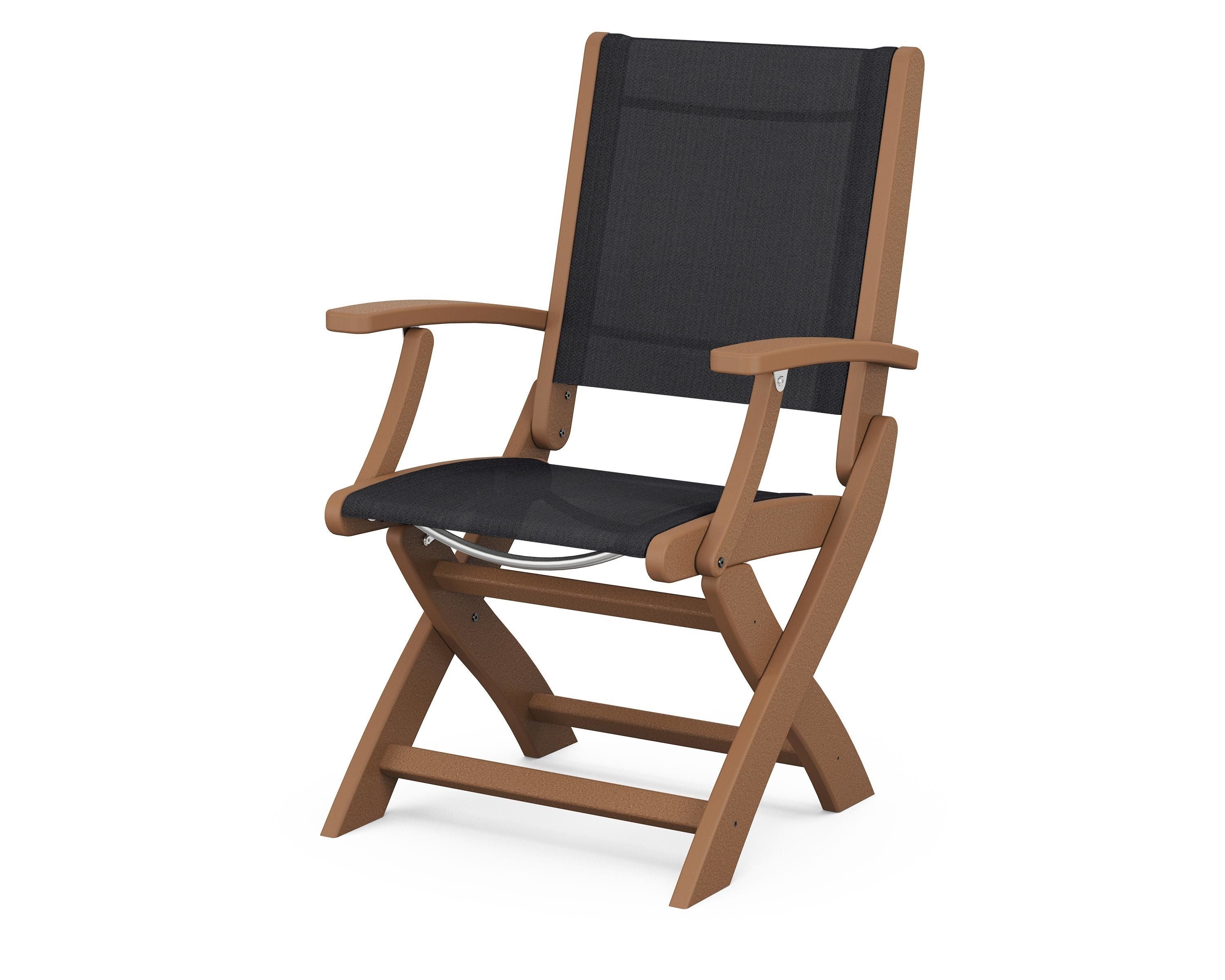 POLYWOOD® Coastal Folding Chair in Teak / Black Sling