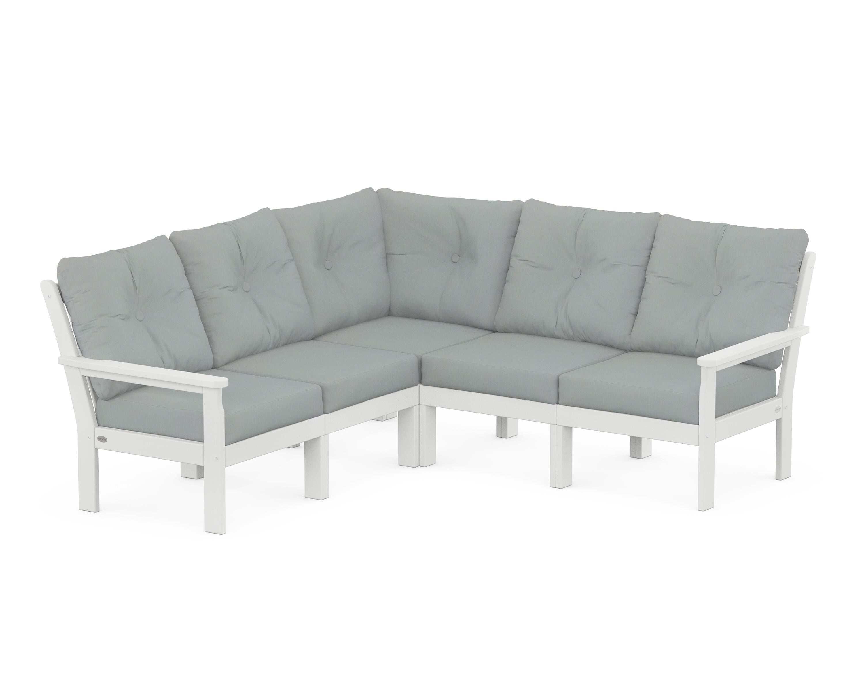 POLYWOOD® Vineyard 5-Piece Sectional in White / Spa