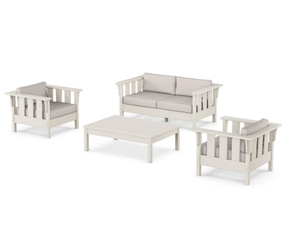 Martha Stewart by POLYWOOD® Acadia 4-Piece Deep Seating Set with Loveseat in Sand / Dune Burlap