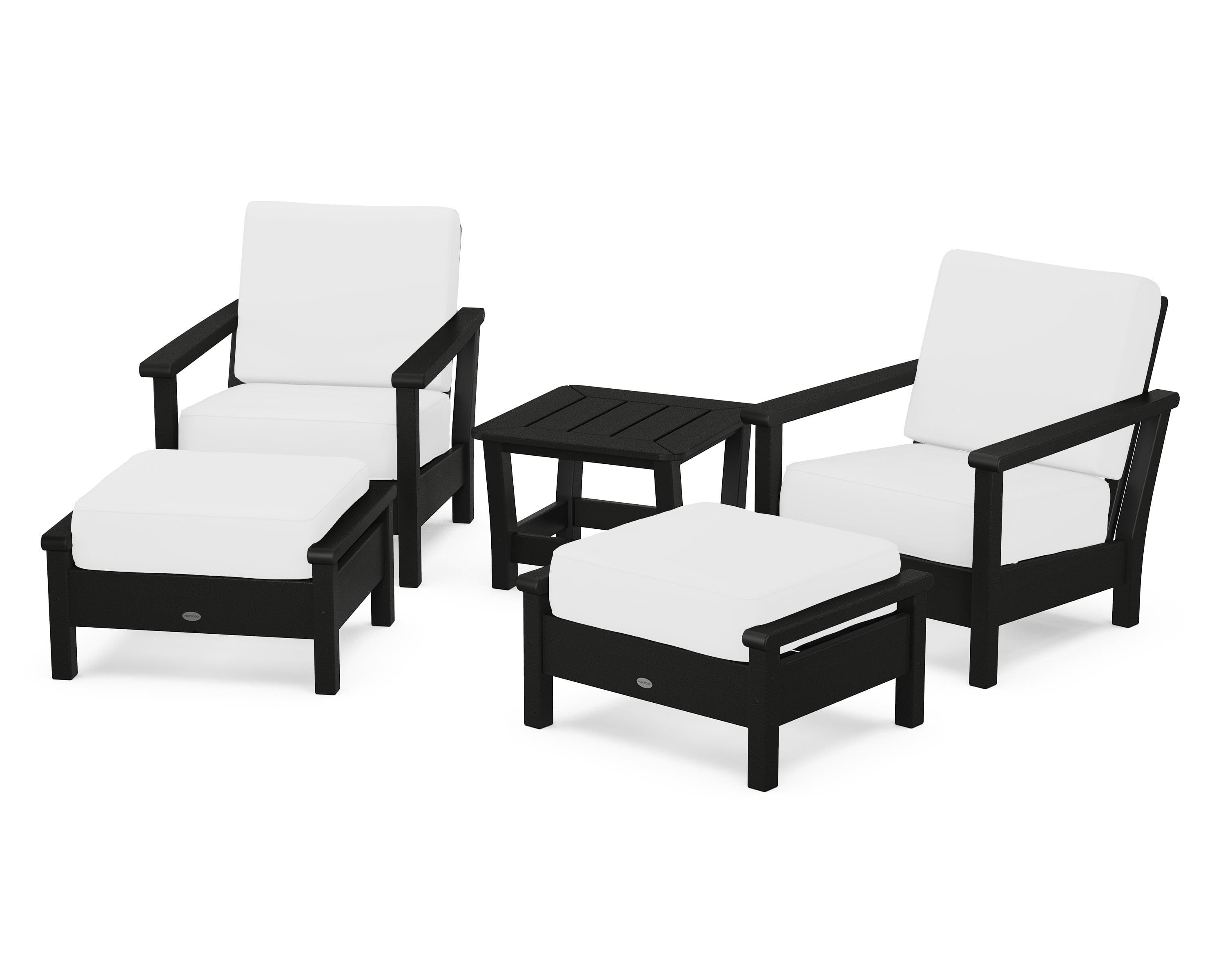 POLYWOOD® Harbour 5-Piece Deep Seating Chair Set in Black / Natural