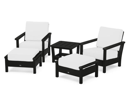 POLYWOOD® Harbour 5-Piece Deep Seating Chair Set in Black / Natural