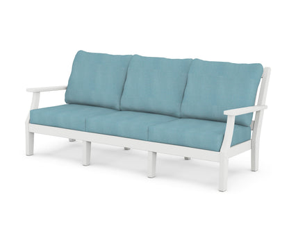 Martha Stewart by POLYWOOD® Chinoiserie Deep Seating Sofa in White / Lattice Sky Blue