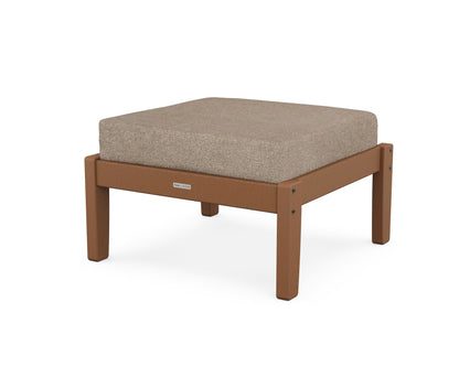 Martha Stewart by POLYWOOD® Chinoiserie Deep Seating Ottoman in Teak / Spiced Burlap