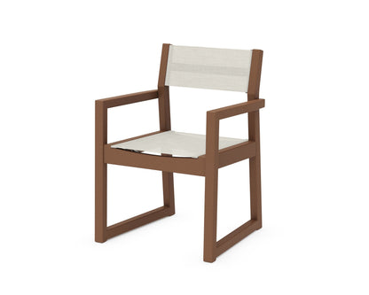 POLYWOOD® EDGE Sling Dining Arm Chair in Teak / Parchment Sling