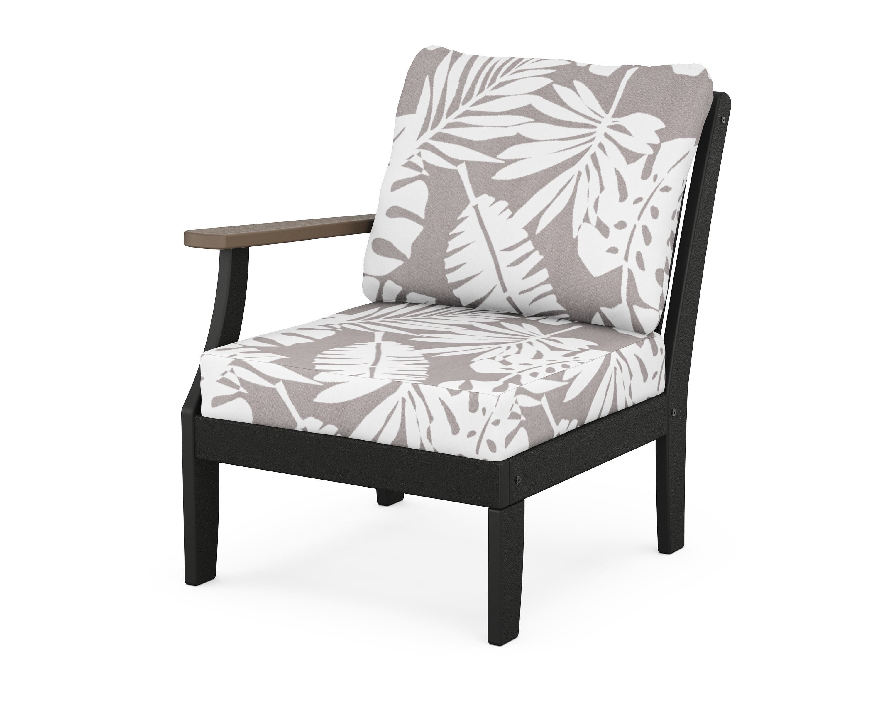POLYWOOD® Braxton Modular Left Arm Chair in Black / Kona / Leaf Grey Mist