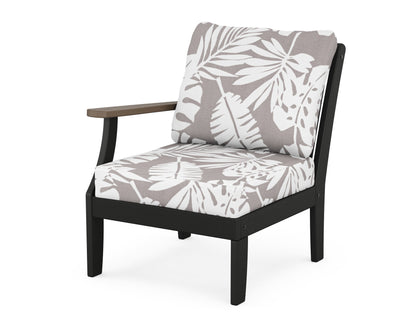 POLYWOOD® Braxton Modular Left Arm Chair in Black / Kona / Leaf Grey Mist