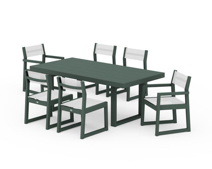 POLYWOOD® EDGE Sling 7-Piece Dining Set in Green / White Sling