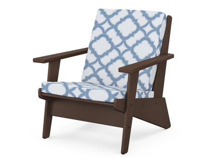 POLYWOOD® Riviera Modern Lounge Chair in Mahogany / Trellis Sky Blue