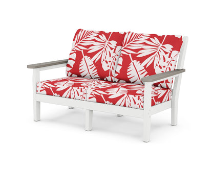 POLYWOOD® Chippendale Deep Seating Loveseat in White / Driftwood / Leaf Crimson