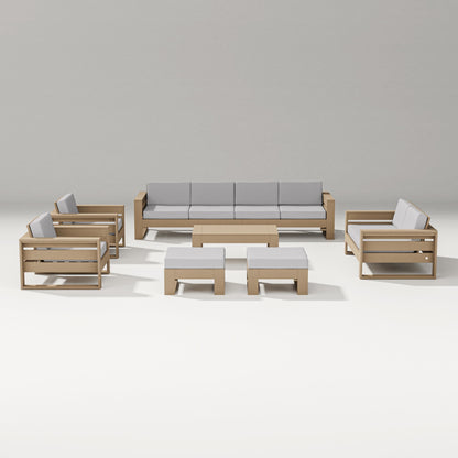 PW Designer Series Latitude 8-Piece Lounge Sofa Set in Vintage Sahara / Granite