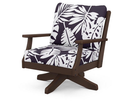 POLYWOOD® Braxton Deep Seating Swivel Chair in Mahogany / Leaf Navy