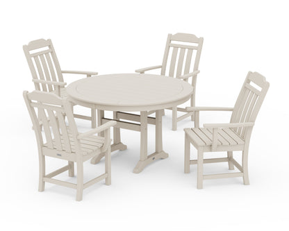 Country Living Cottage 5-Piece Round Dining Set with Trestle Legs in Sand