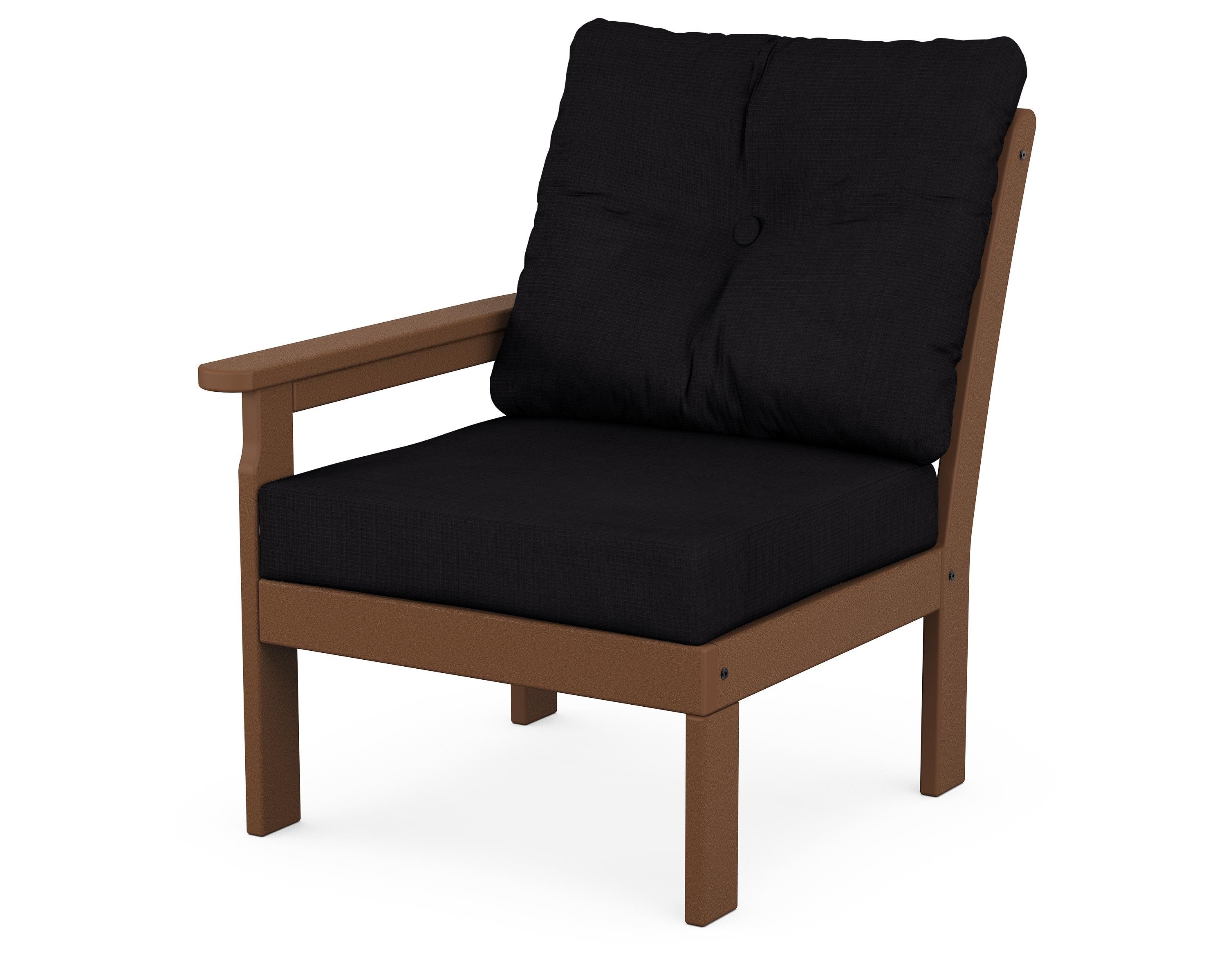 POLYWOOD® Vineyard Modular Left Arm Chair in Teak / Midnight Linen