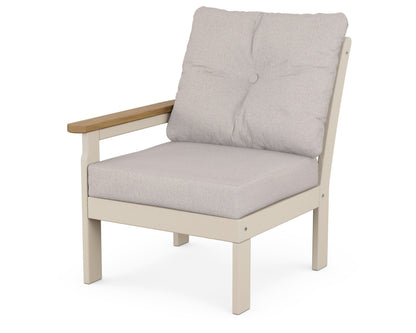 POLYWOOD® Vineyard Modular Left Arm Chair in Sand / Natural / Dune Burlap