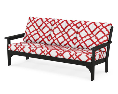 POLYWOOD® Vineyard Deep Seating Sofa in Black / Trellis Crimson