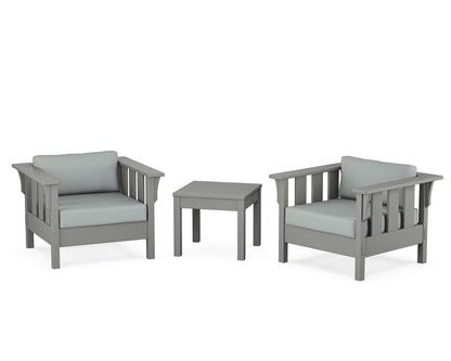 Martha Stewart by POLYWOOD® Acadia 3-Piece Deep Seating Set in Slate Grey / Spa