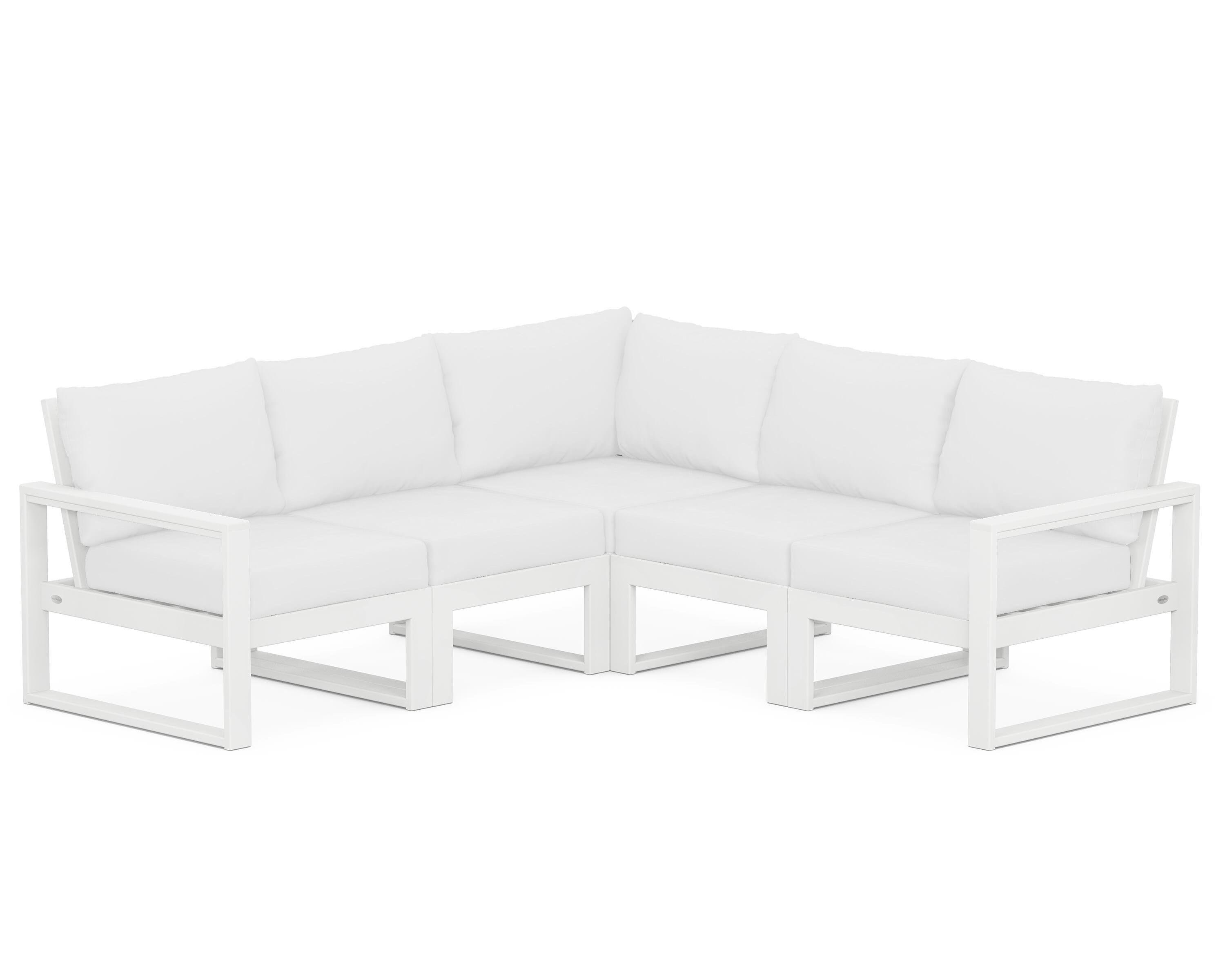 POLYWOOD® EDGE 5-Piece Modular Deep Seating Set in White / Natural