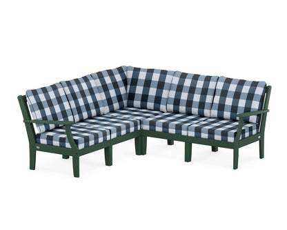 POLYWOOD® Braxton Modular 5-Piece Deep Seating Set in Green / Buffalo Plaid Marine Indigo