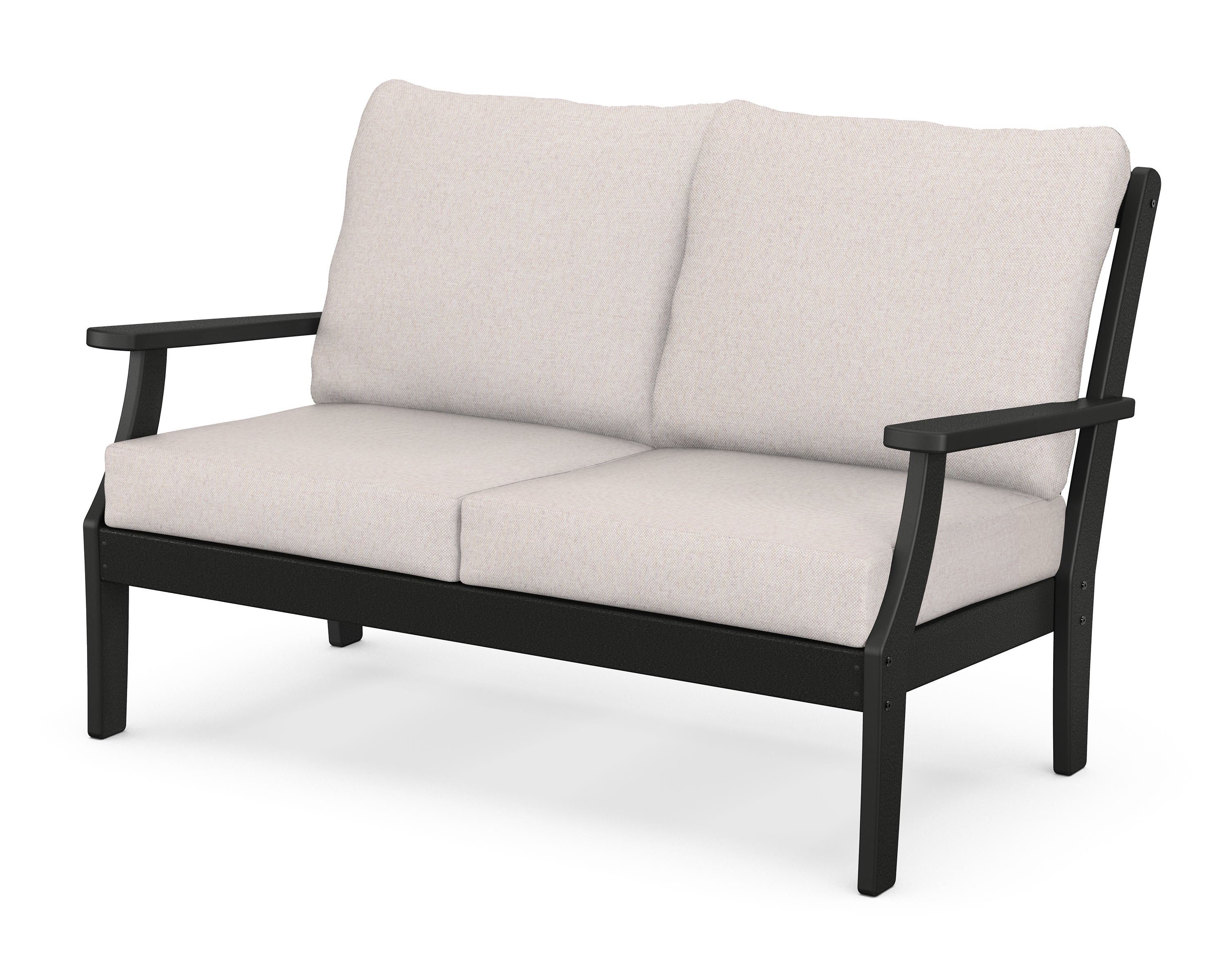 POLYWOOD® Braxton Deep Seating Loveseat in Black / Dune Burlap