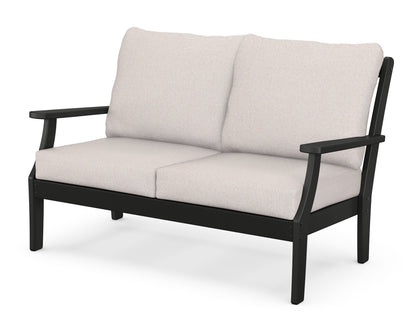 POLYWOOD® Braxton Deep Seating Loveseat in Black / Dune Burlap