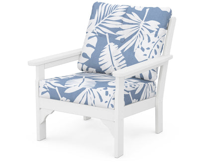 POLYWOOD® Vineyard Deep Seating Chair in White / Leaf Sky Blue