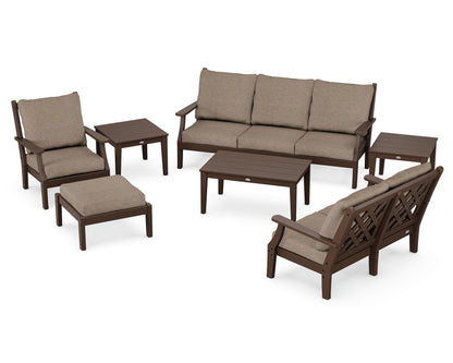 Country Living Wovendale 7-Piece Deep Seating Set in Mahogany / Spiced Burlap