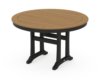 POLYWOOD® Nautical Trestle 48" Round Dining Table in Black / Natural