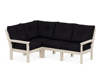 POLYWOOD® Vineyard 4-Piece Sectional in Sand / Midnight Linen