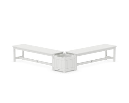 POLYWOOD® 60" Vineyard L- Shaped Planter Bench Set in White