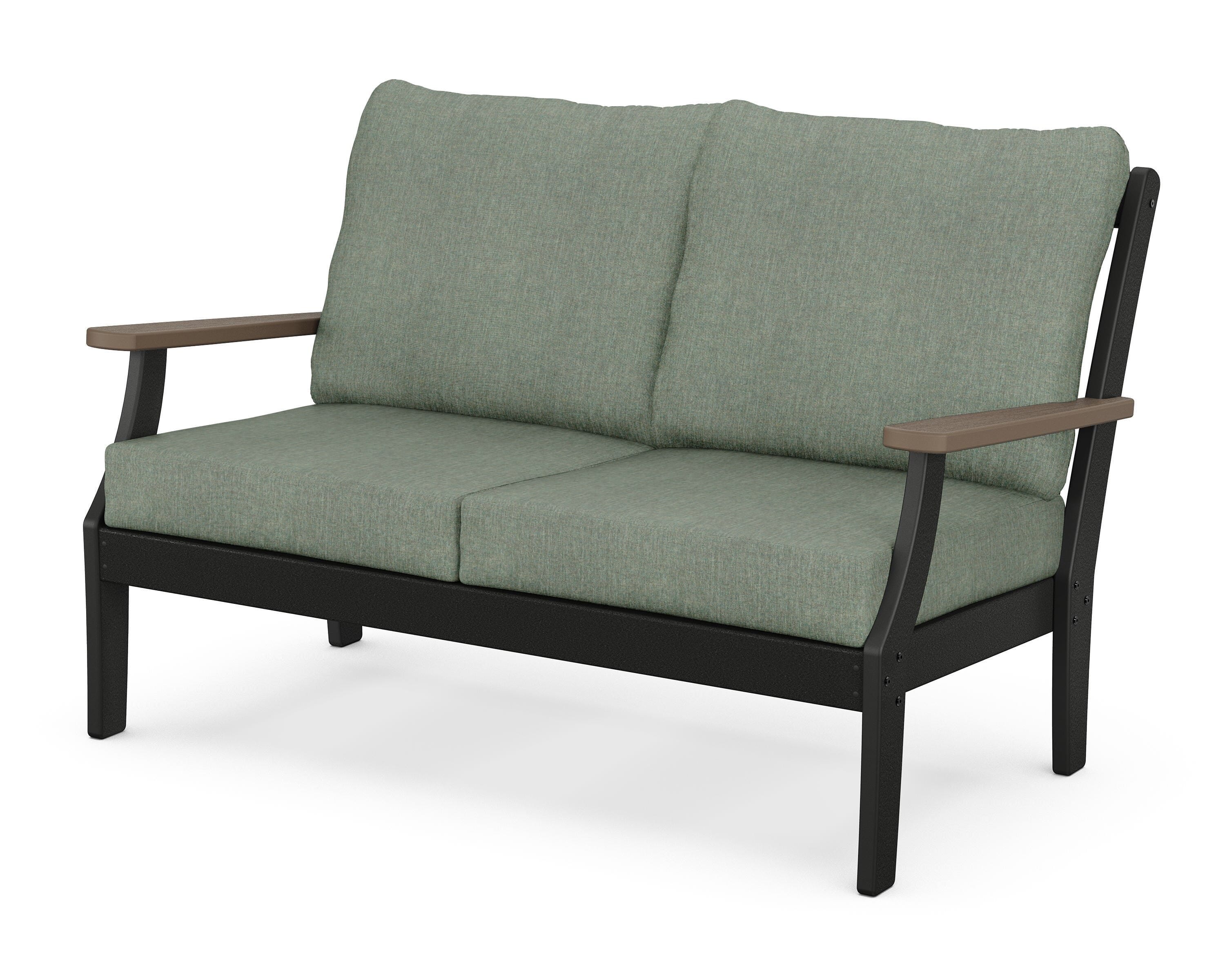 POLYWOOD® Braxton Deep Seating Loveseat in Black / Kona / Cast Sage