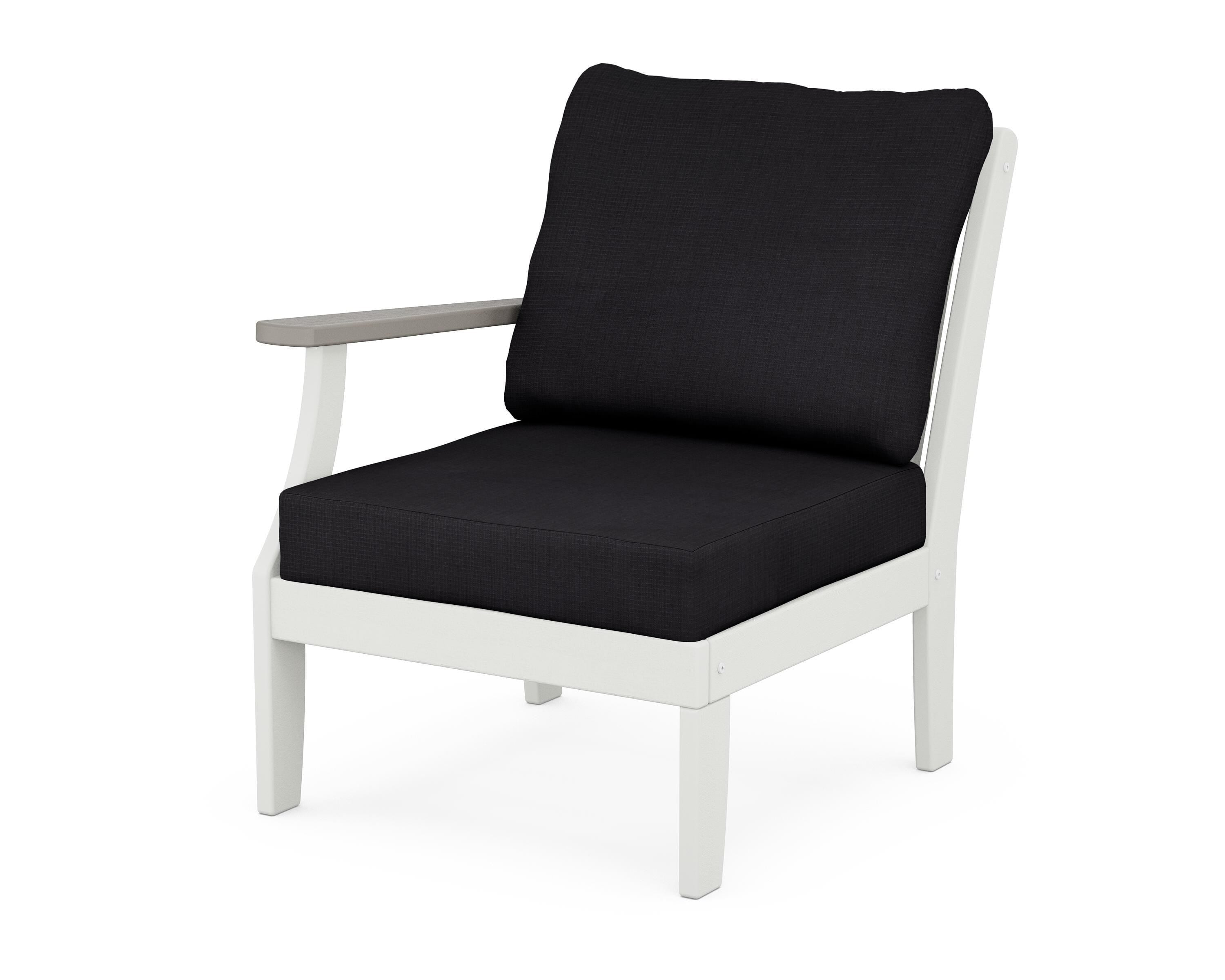 POLYWOOD® Braxton Modular Left Arm Chair in White / Driftwood / Midnight Linen