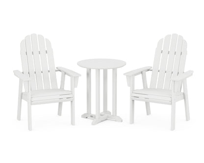 POLYWOOD® Vineyard Adirondack 3-Piece Round Bistro Dining Set in White